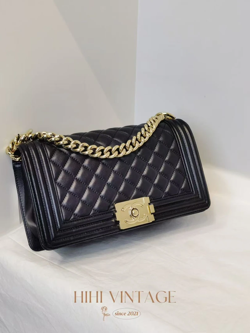 99新 Chanel/香奈儿 黑金leboy中号斜挎包/18762674