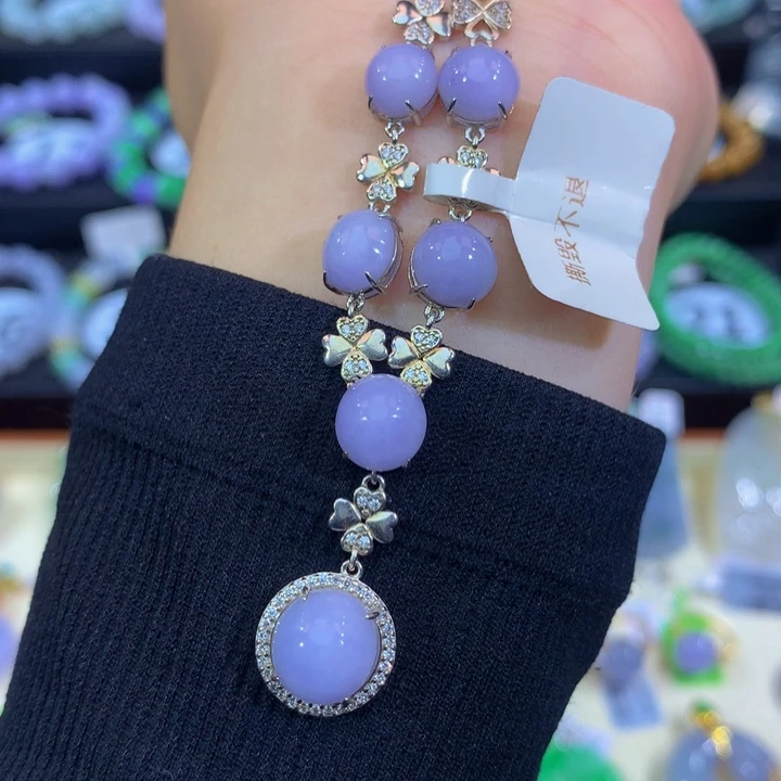 翡翠挂件银S925镶嵌翡翠