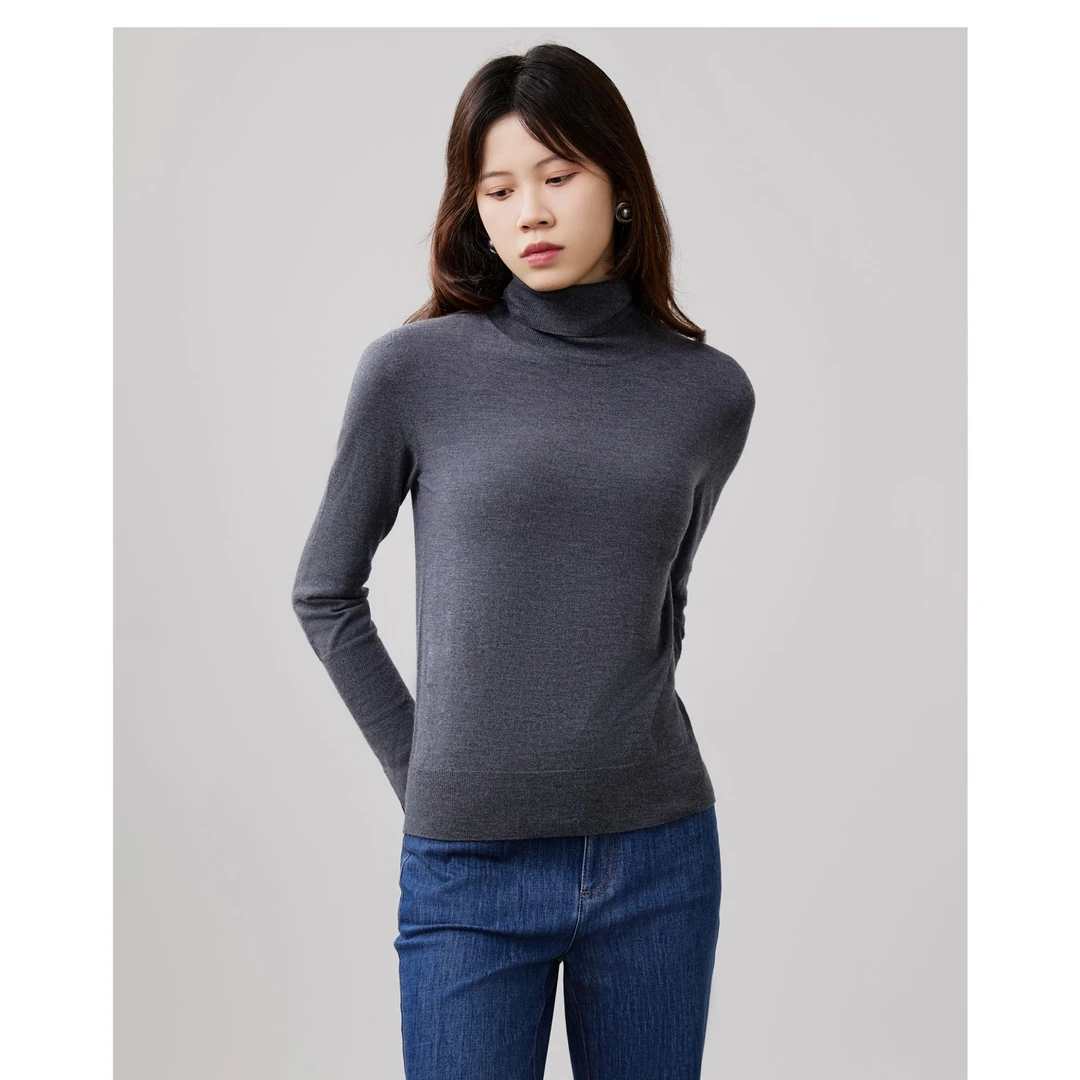 AMASS/阿玛施 新款老风极简保暖绵羊毛长袖针织衫女5399471