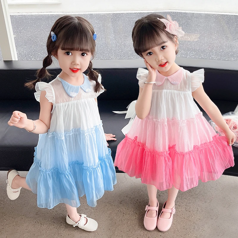 女童连衣裙2025夏短袖娃娃领3-6岁女宝小女孩裙子儿童公主裙洋气