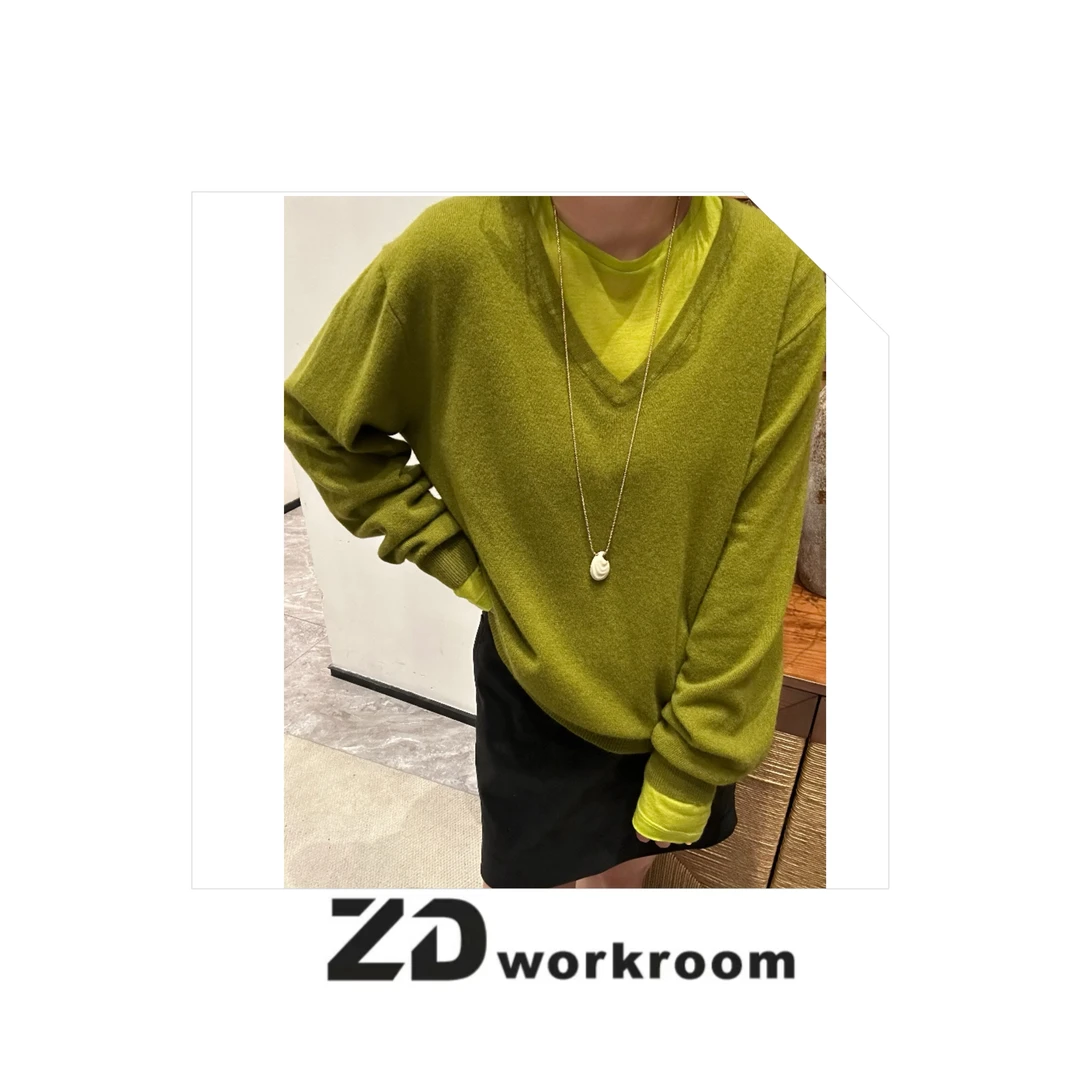【Z.D/WORKROOM】25/26秋冬极简风舒适通勤超细全羊毛v领套头毛衣