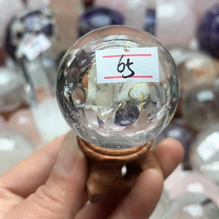 水晶166克白水晶球银S925镶嵌