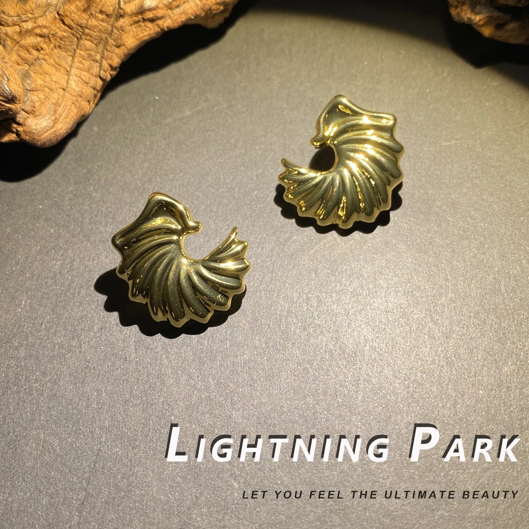 黄铜耳饰 【重工系列】比直播间更惊艳  金色翅膀耳钉 2252