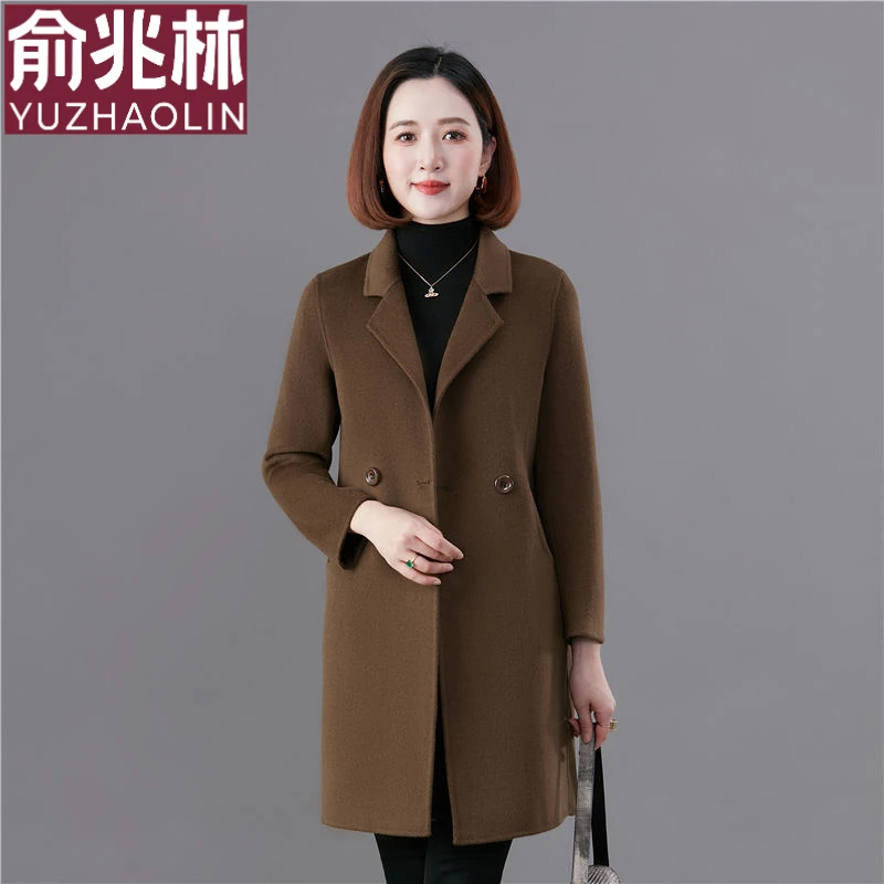 双面羊毛大衣女中长款2023年新款高端中老年妈妈羊毛呢秋冬装外套