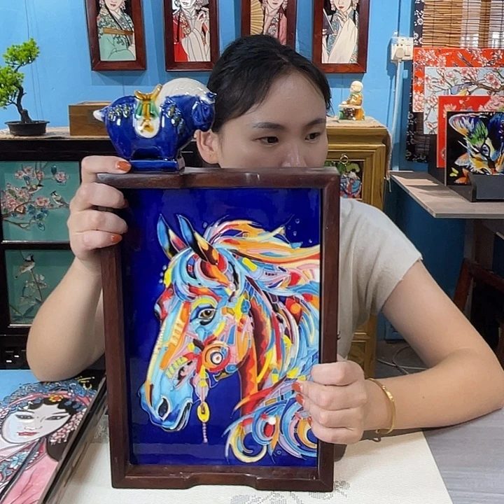 竖款纯手工制作瓷板画23/33茶盘
