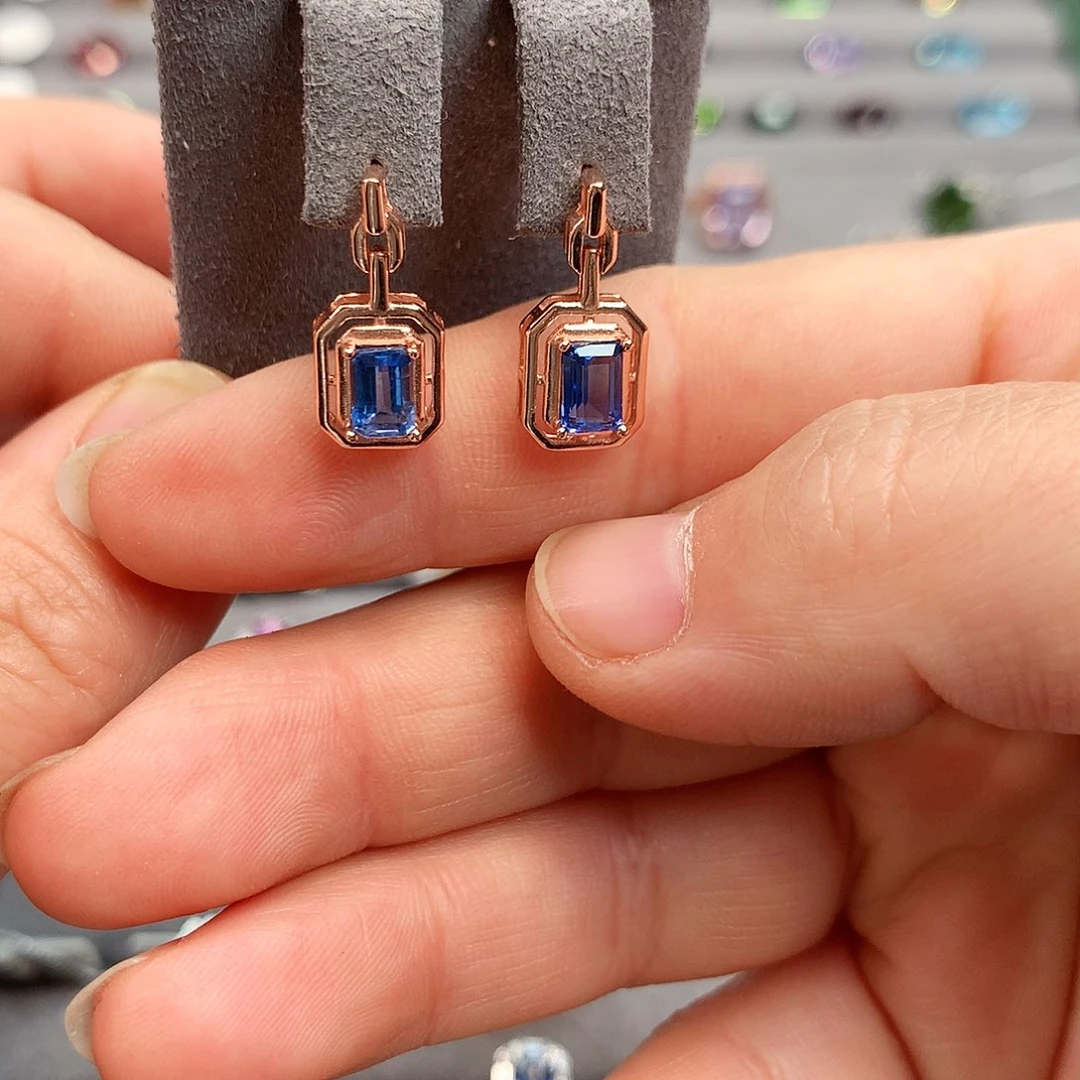 银S925镶嵌蓝晶石耳坠