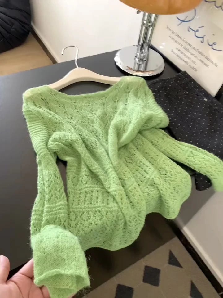 2025秋冬季新款韩版时尚百搭显瘦设计感女慵懒风长袖上衣洋气毛衣