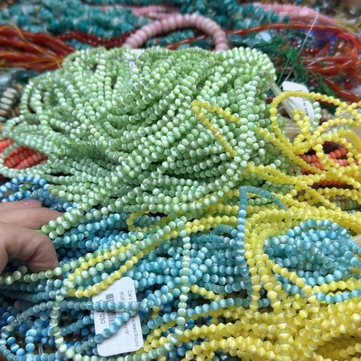 合金玛瑙/玉髓珠宝半成品3条4m猫眼隔珠