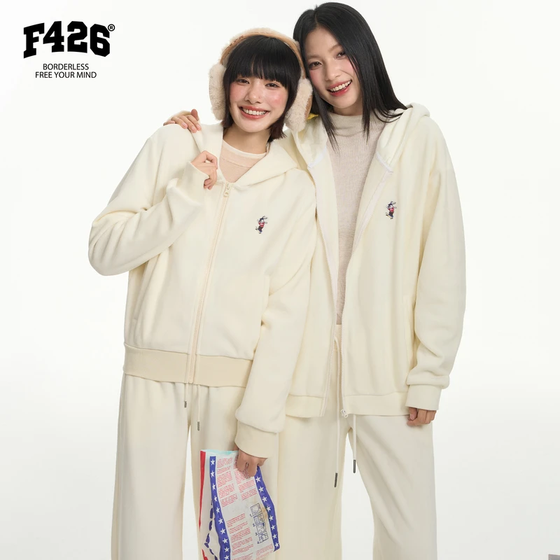 F426国潮牌冬季新款滑板兔子休闲松弛舒适奥利绒套装7546 7547