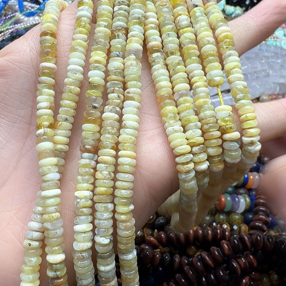 玛瑙/玉髓未镶嵌珠宝半成品一条6mm黄澳宝算盘