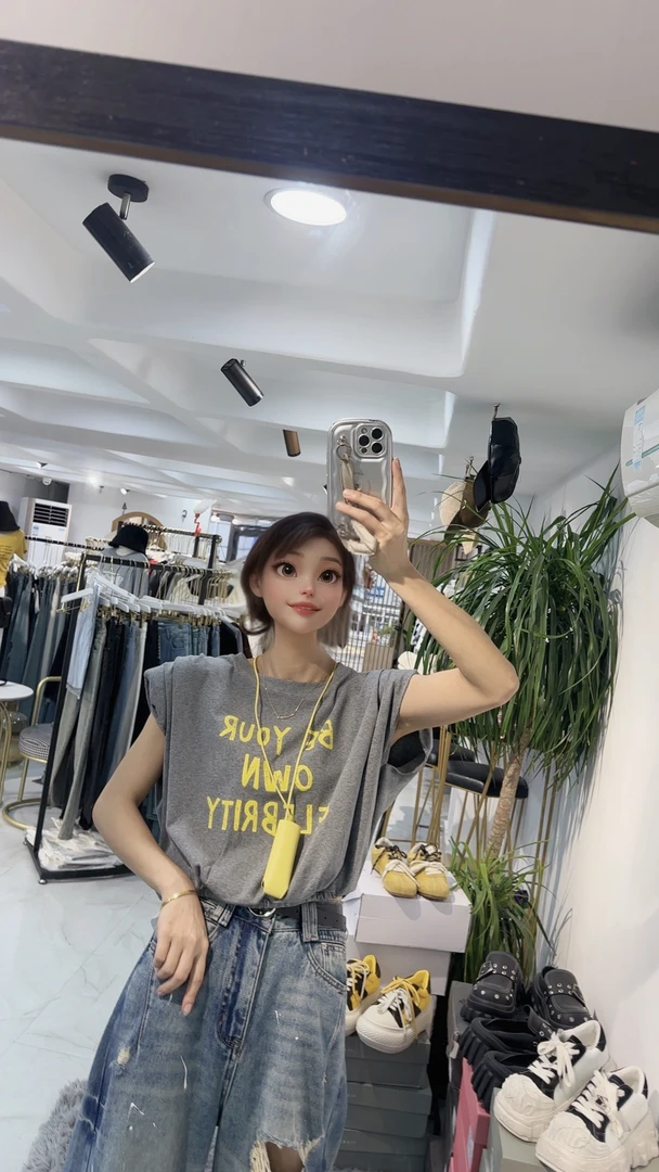 坎肩字母T恤显瘦款闺蜜女装