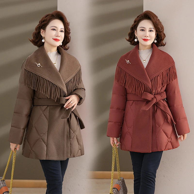 妈妈棉袄加绒加厚冬季外套中老年人女装棉衣洋气40到50岁时尚棉服