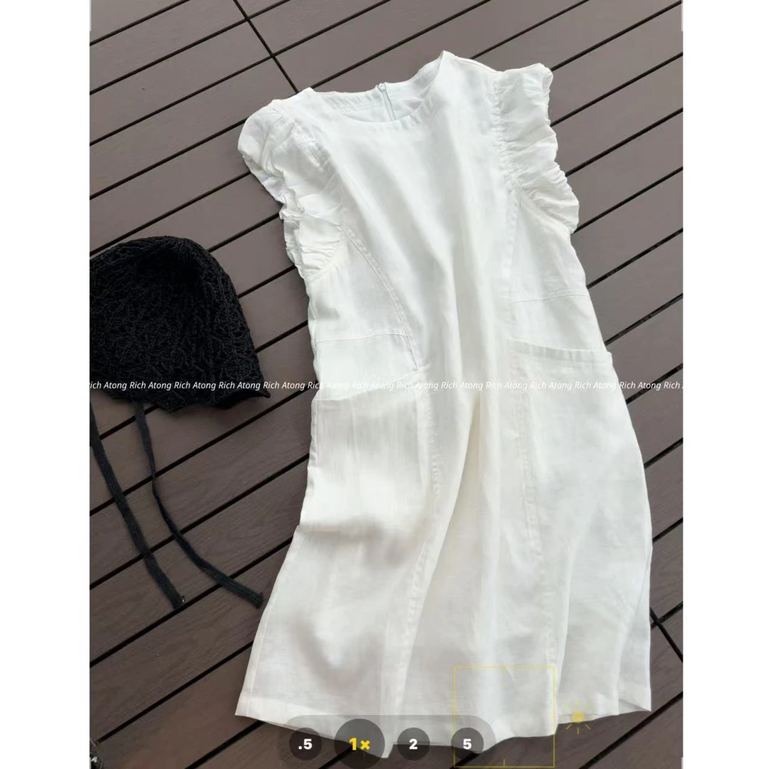 atong/阿彤-【泡芙裙】- 2025极简大牌高级100%手工麻连衣裙0614-36