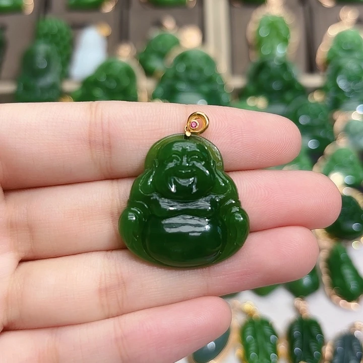 和田玉（碧玉）18K金镶嵌颈饰