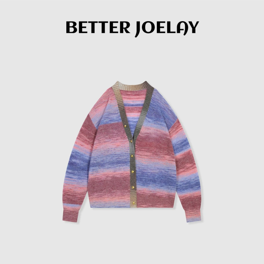 BETTER JOELAY-【手作温度】含羊毛针织开衫圆领温柔韩版LL6069