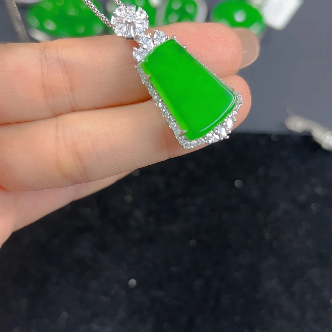 翡翠银S925镶嵌吊坠(不含链)