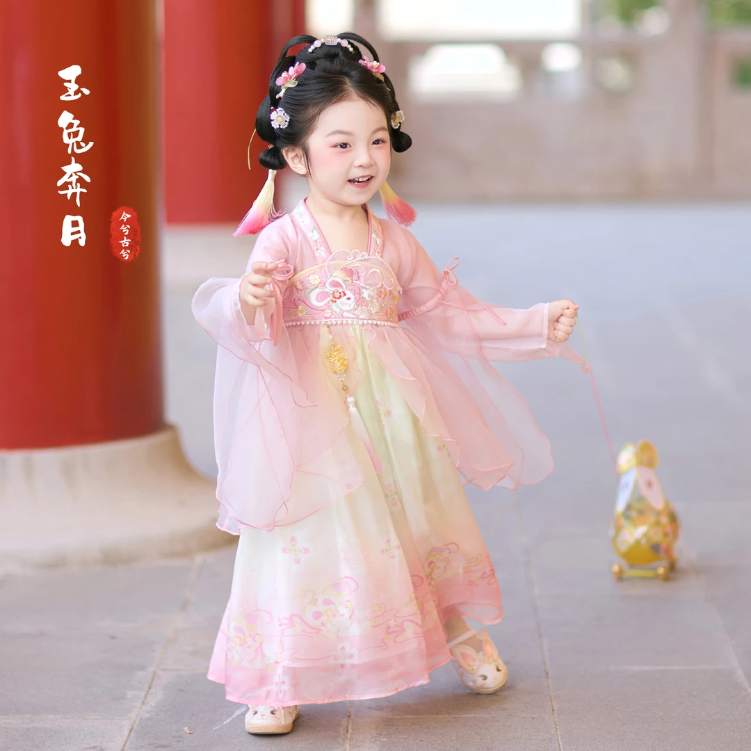 【玉兔奔月】今兮古兮汉服女童秋季连衣裙古风2025春秋嫦娥仙女裙