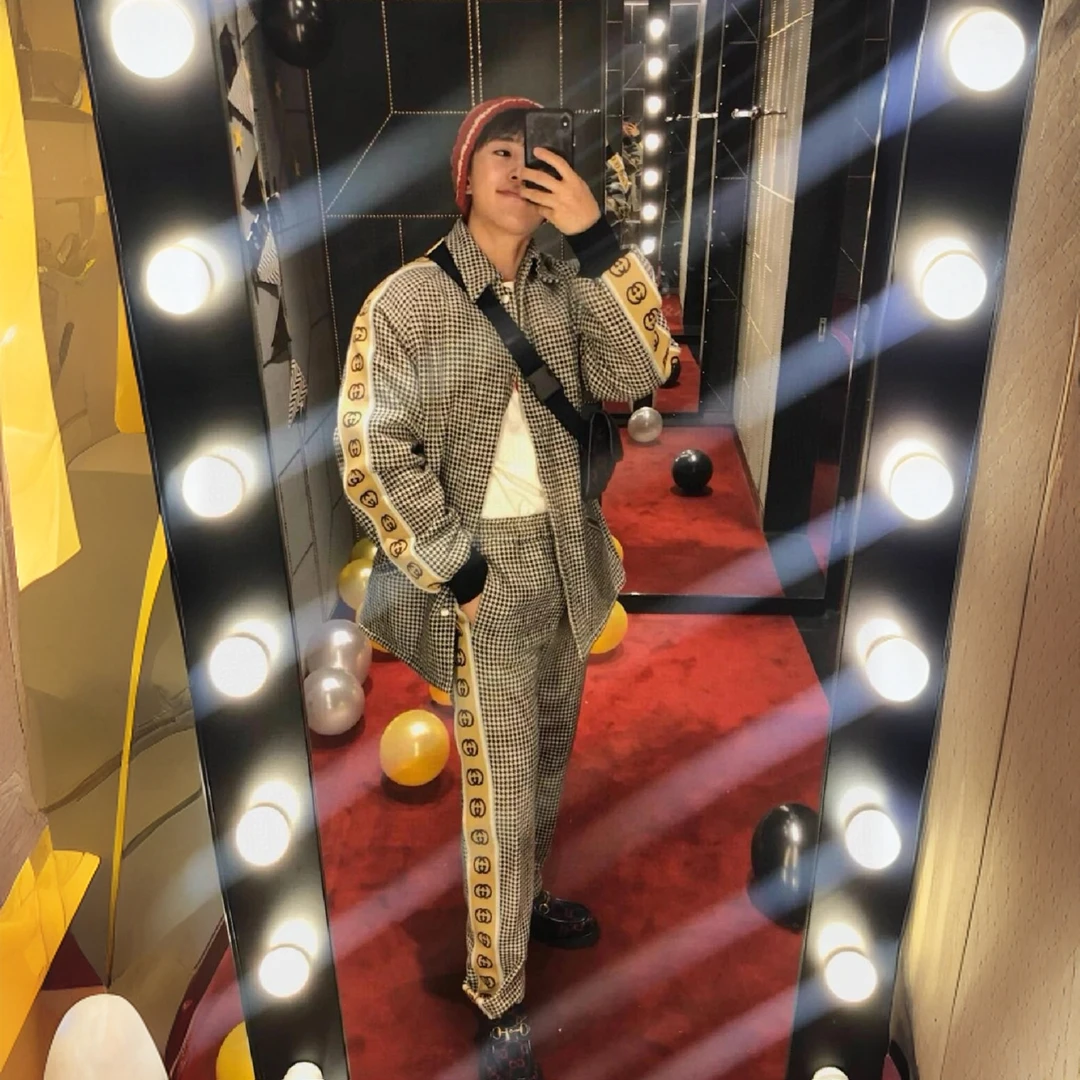 95新 GUCCI/古驰 H12609 古驰 拼色反光串标千鸟格棉服外套 48 M