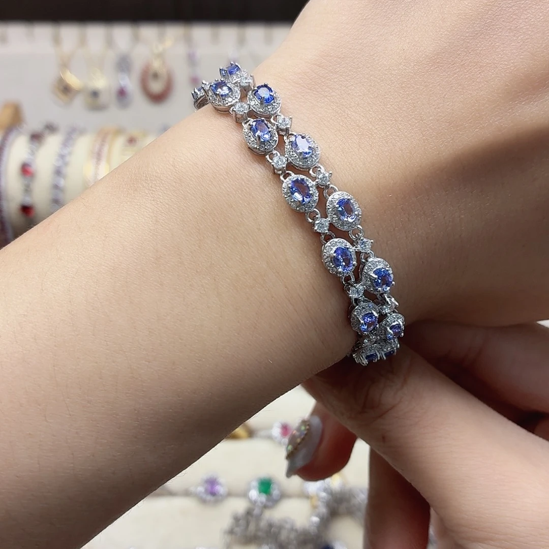 手链银S925镶嵌坦桑石