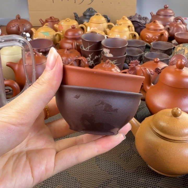 雷***紫砂茶壶4个紫4个红