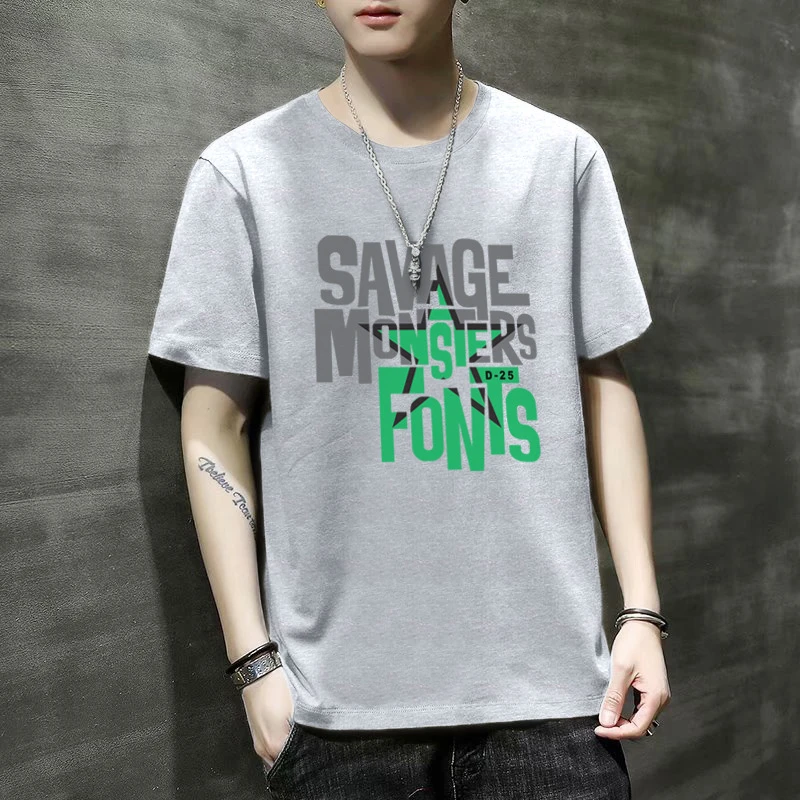 新款纯色短袖夏季潮流T恤学生大码潮流宽松百搭休闲半袖圆领ins