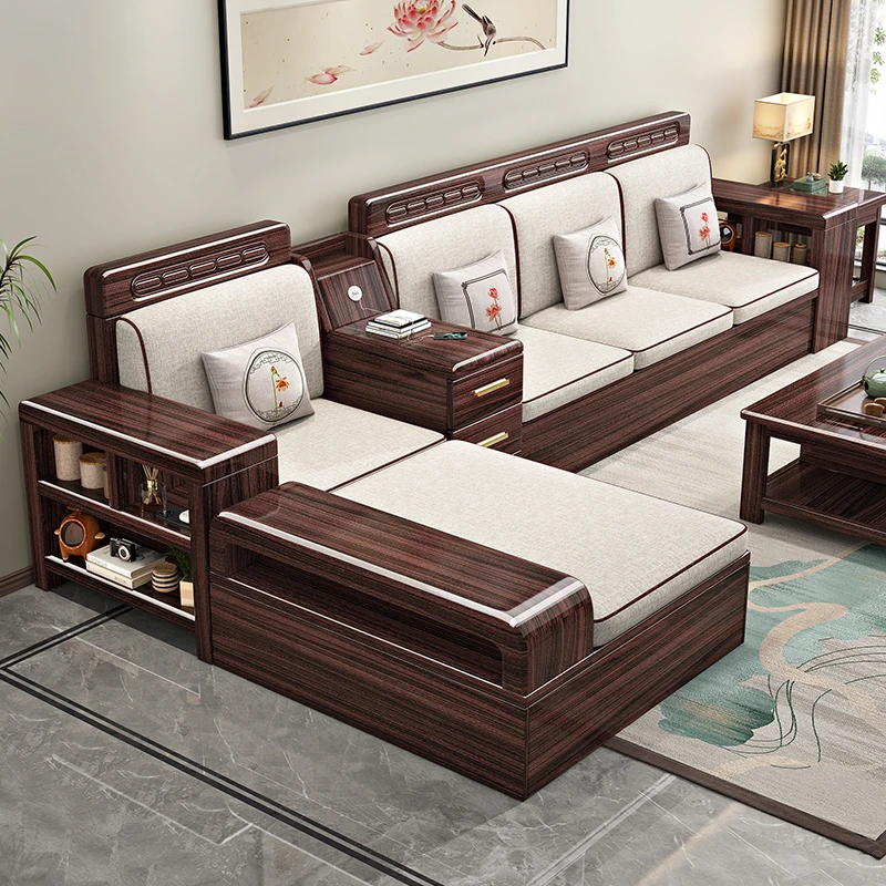 新中式紫金檀实木沙发小户型2025年新款客厅储物木质沙发客厅专属