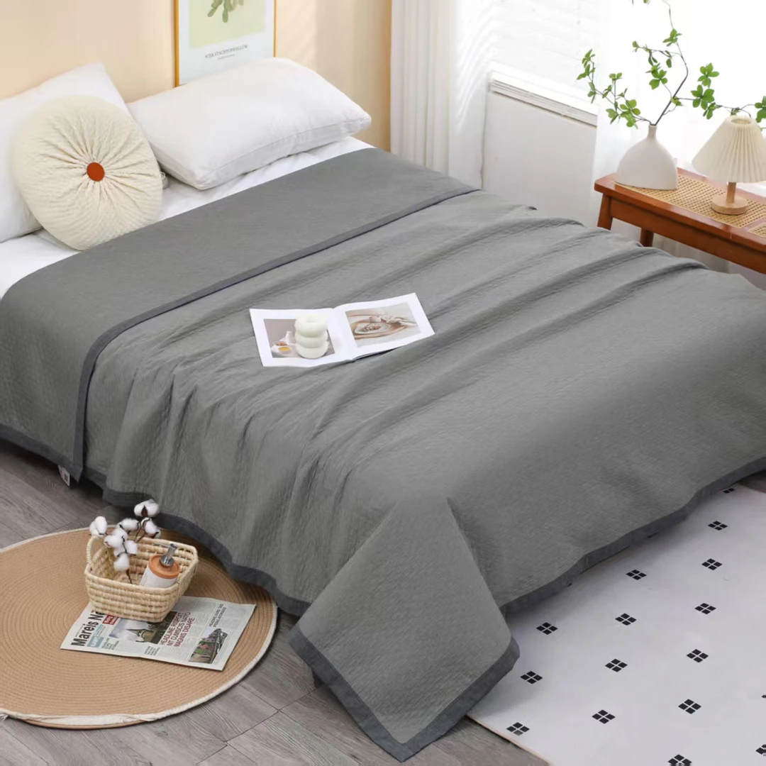 XDONGY（冬云家纺）高定200*230精梳长绒棉 素雅灰床盖毯