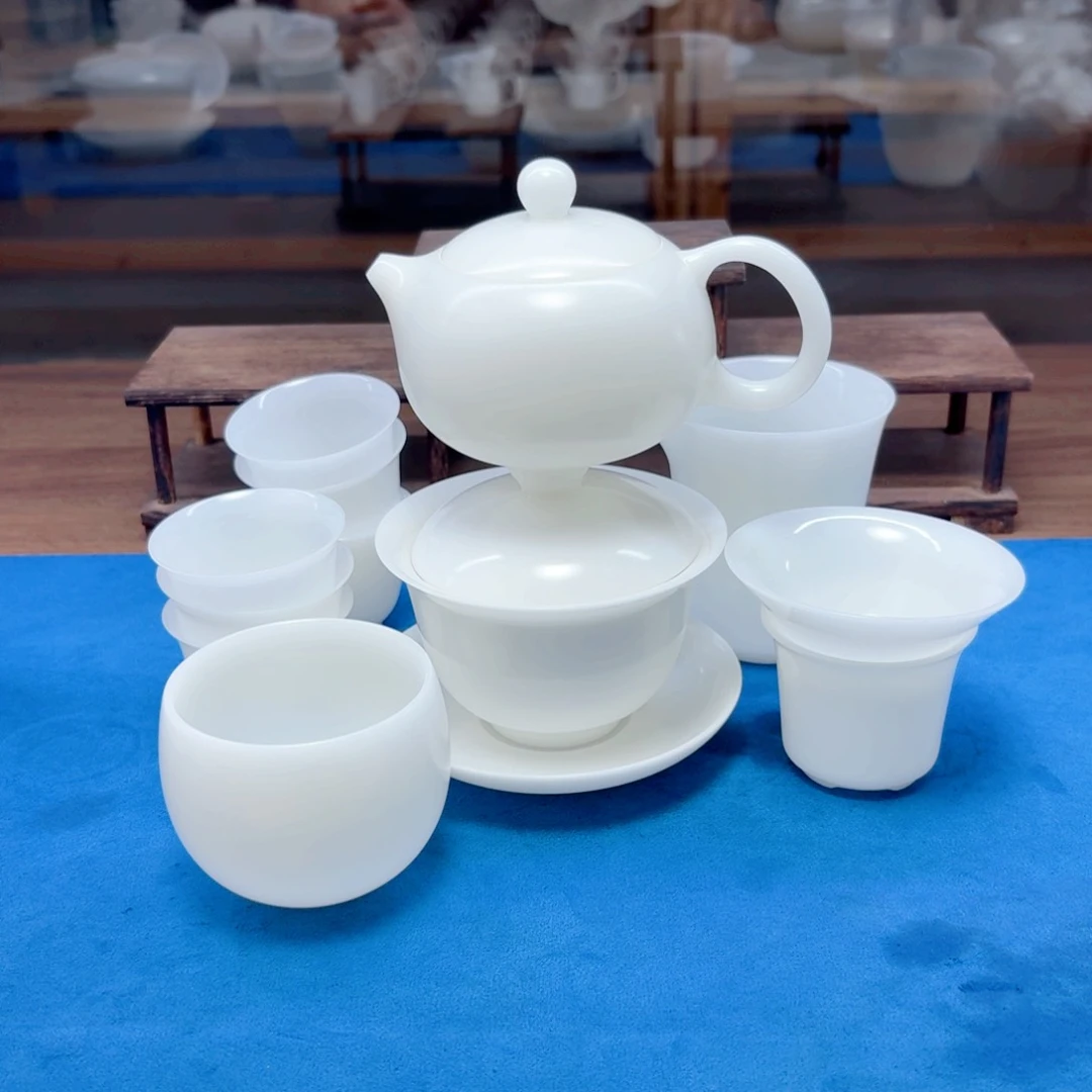 素烧璞玉冰种玉瓷茶具工厂
