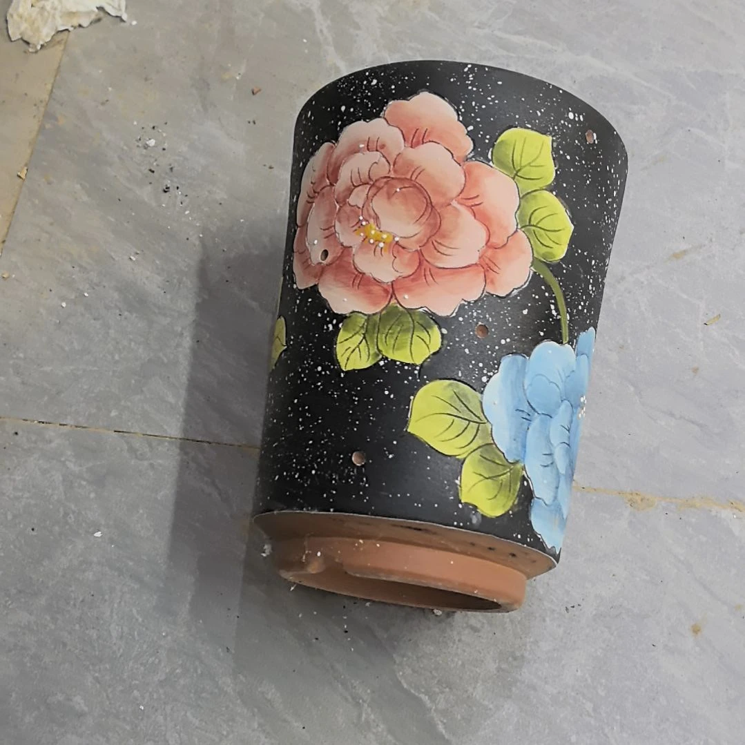 红泥花盆景德镇陶瓷