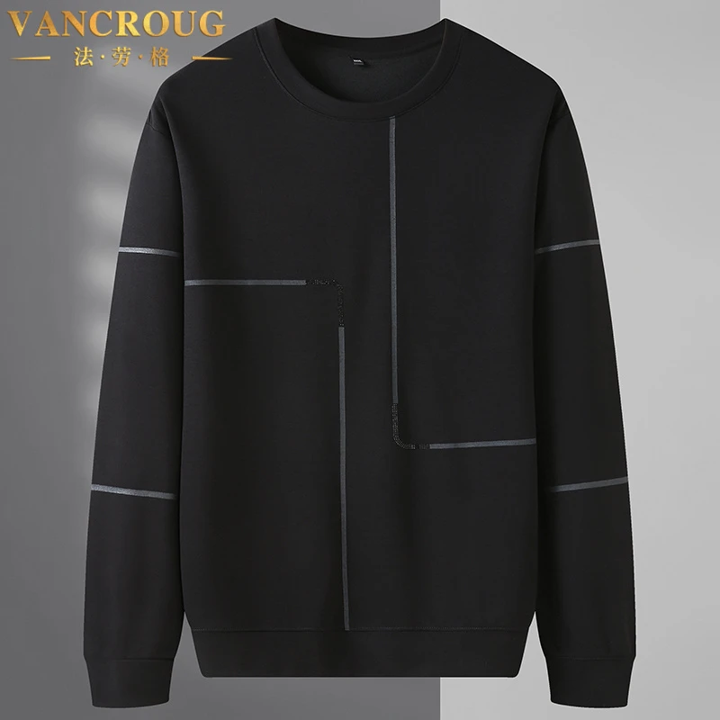 VANCROUG/法劳格卫衣男士秋季胖子圆领套头宽松大码休闲长袖上衣