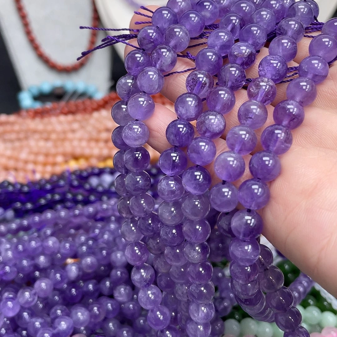 玛瑙/玉髓未镶嵌半成品薰衣草紫水晶8m