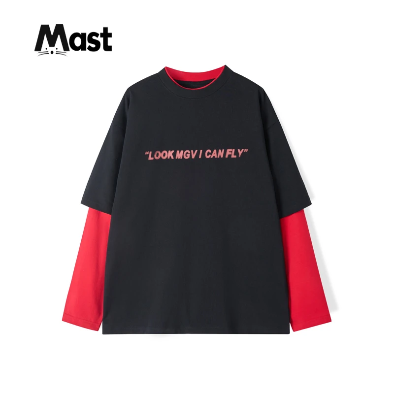 Mast『300g平纹双纱』2025年春夏青少年男女百搭假两件T恤31