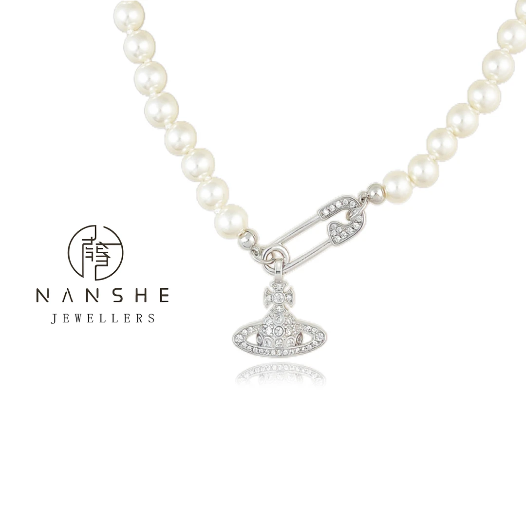 NANSHE/南奢 银色轻奢别针款珠珠项链