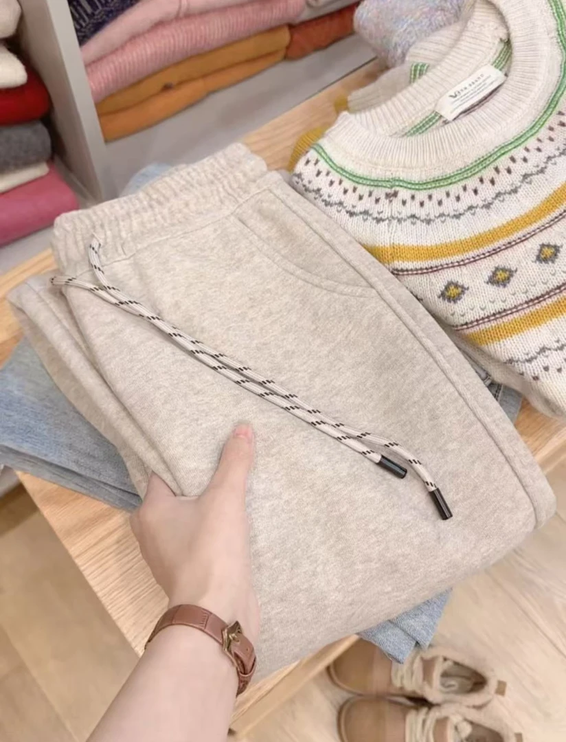 七言家  云朵燕麦显瘦直筒厚款加绒3211