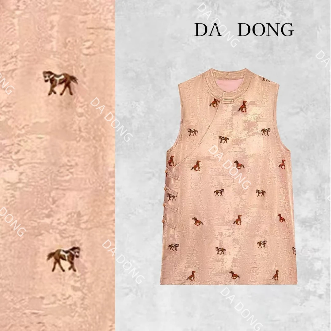 如意马--中式夏季新款奥黛新中式时尚国风斜襟提花女装遮肉显瘦