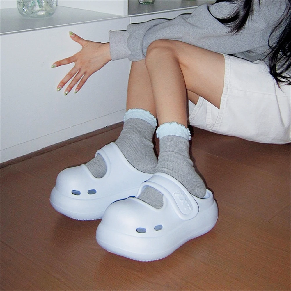 细细条 夏季时尚创意魔术贴玛丽珍凉拖鞋女增高外穿软底防滑拖鞋