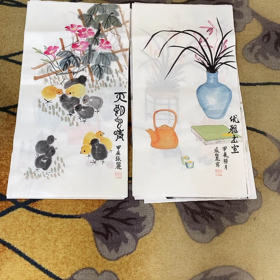 国画土*张丽手绘花鸟34.68.作品10