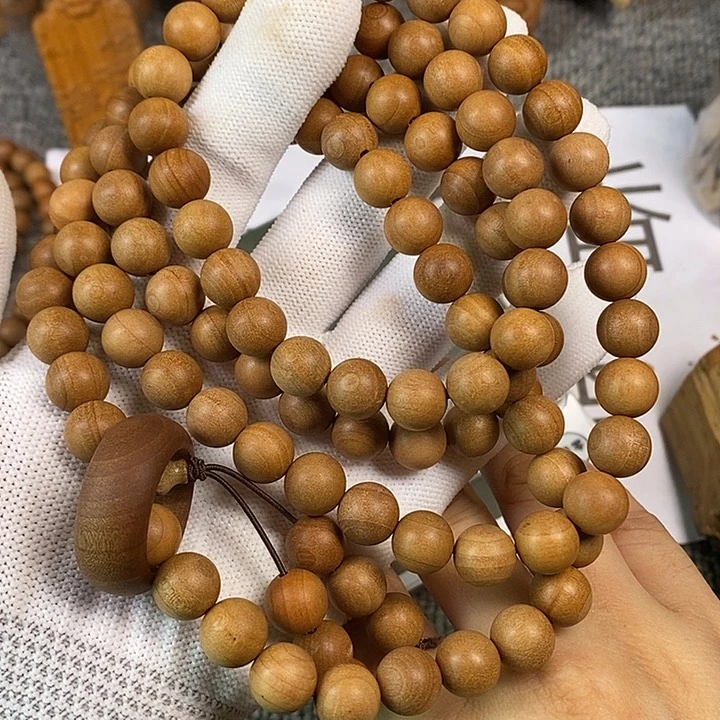 檀香木手串/手链老山檀香老料1.0/108搭跑环微瑕疵