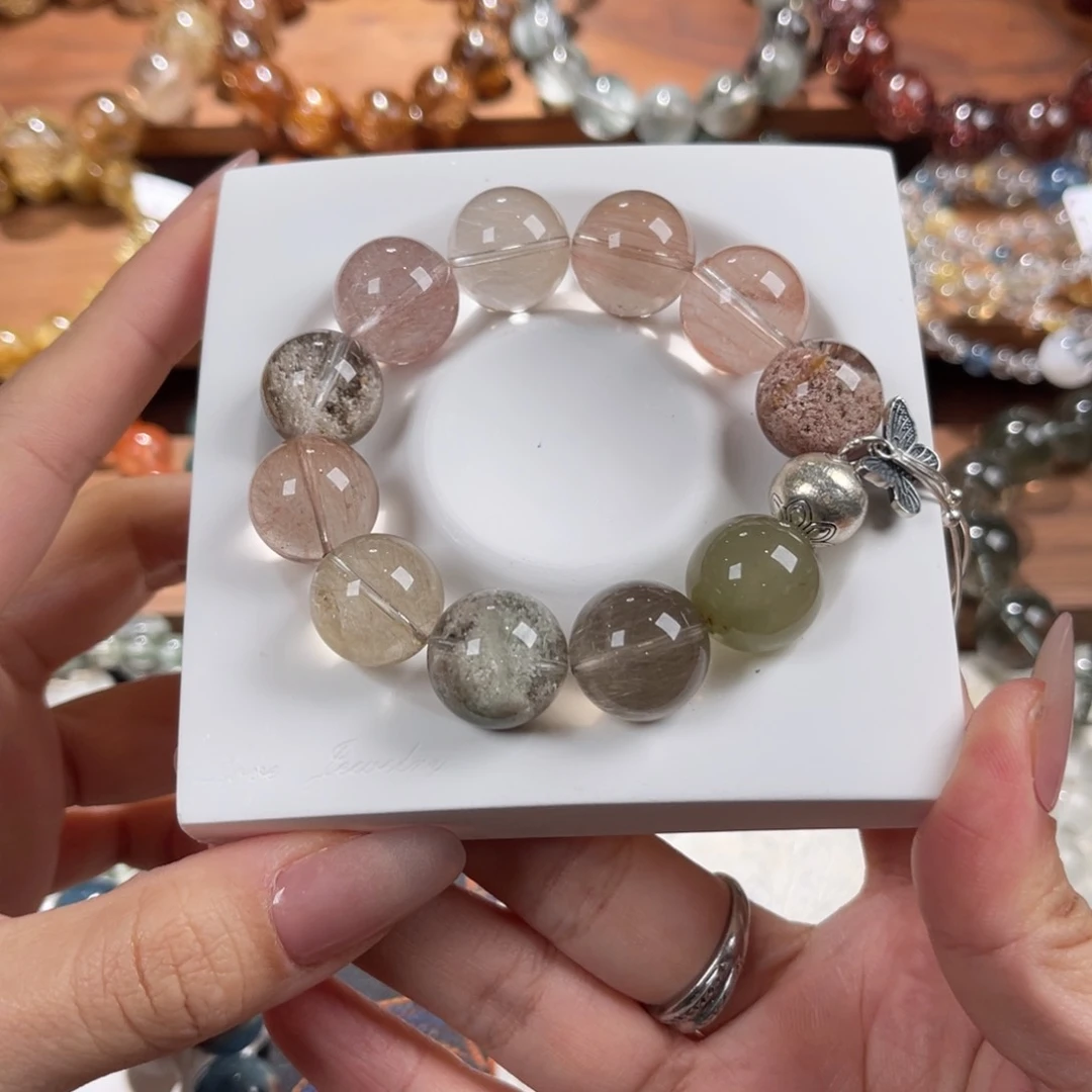 发晶手链未镶嵌兔毛幽灵diy