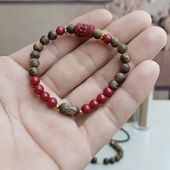 手串沉香朱砂沉香手串DIY款