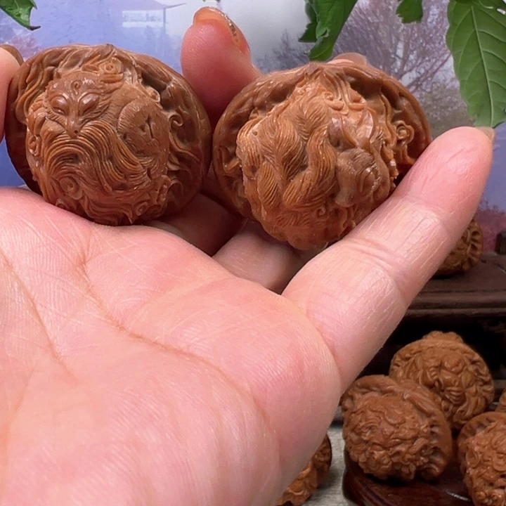 核桃手串/手链磨盘核桃雕刻九尾狐仙