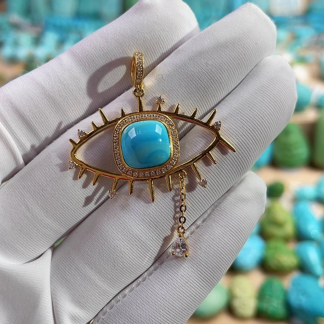 绿松石18K金镶嵌珠宝奇石