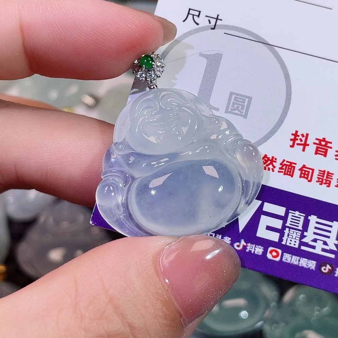 西***林翡翠18K金镶嵌颈饰佛公