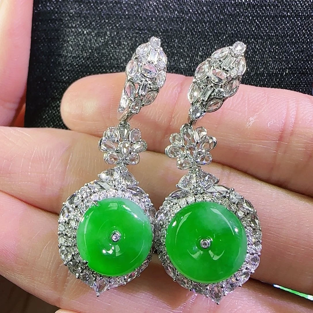 吊坠(不含链)18K金镶嵌翡翠