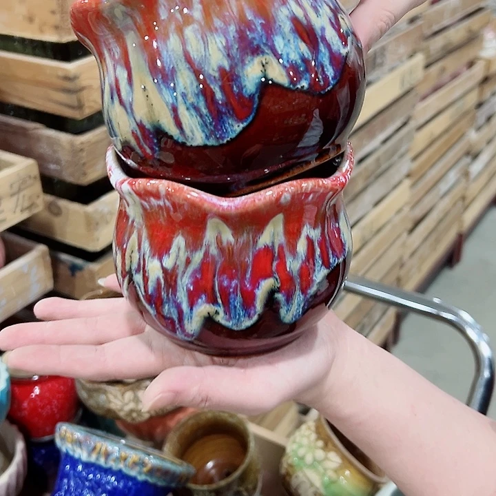 有孔.凑满10元发货多肉陶瓷花盆！