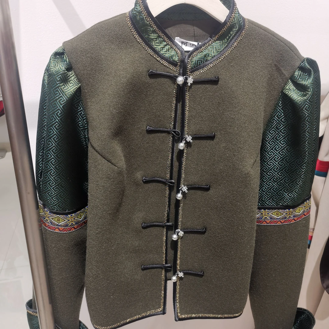 阿泯娜F2344小香风 外套军绿毛呢