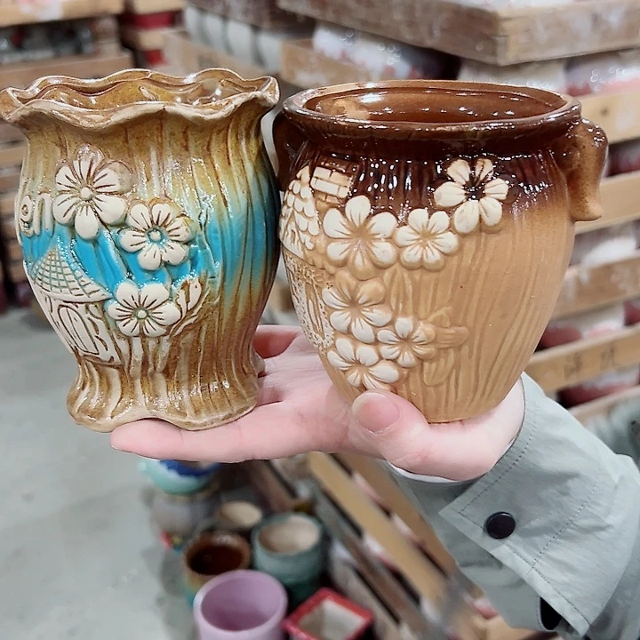 有孔.凑满10元发货多肉陶瓷花盆！