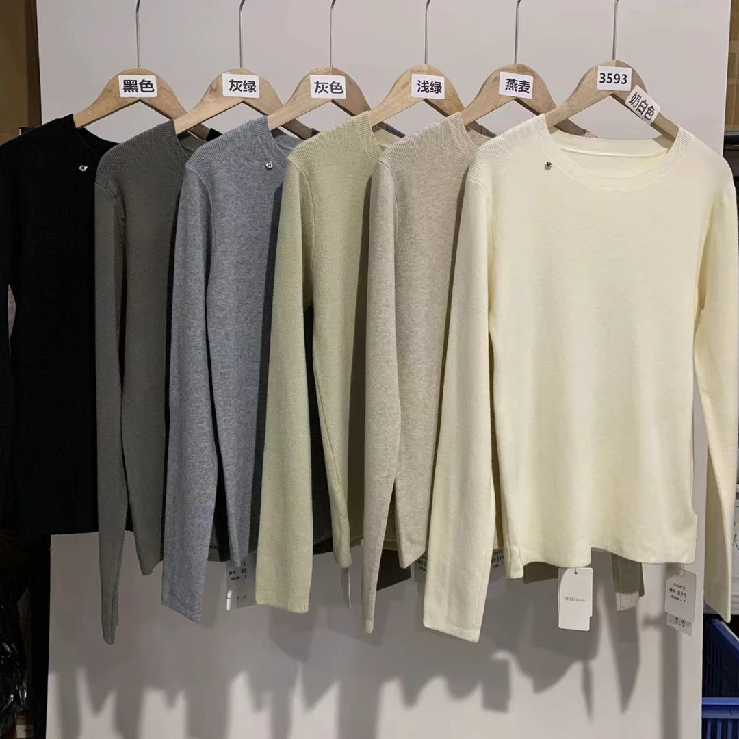 3593号秋冬圆领百搭长袖针织衫