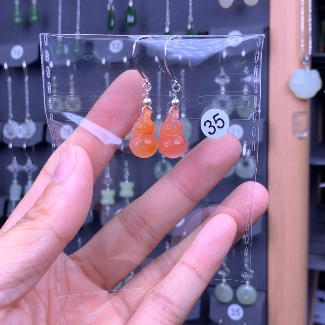 南红玛瑙耳饰银S925镶嵌娜