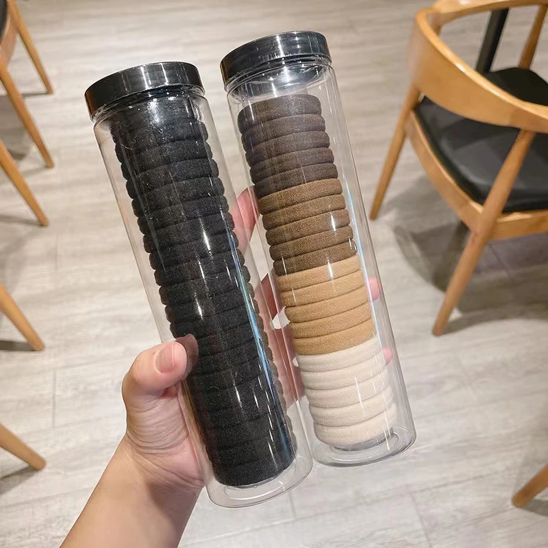 韩版40根罐装高弹力头绳无接缝皮筋简约气质毛巾圈发绳发圈